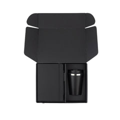 Set of Double Walled Tumbler, A5 Notebook and Pen - Black