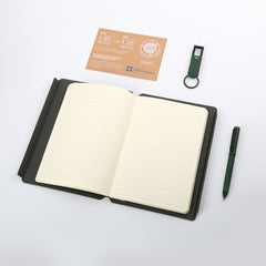 Set of Refillable Notebook, Pen & USB Keychain - Green