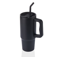 Bern Stainless Steel Tumbler with Reusable Straw (Black)