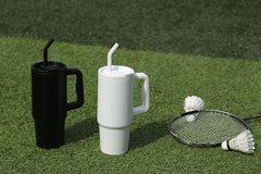 Bern Stainless Steel Tumbler with Reusable Straw (White)