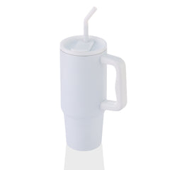 Bern Stainless Steel Tumbler with Reusable Straw (White)