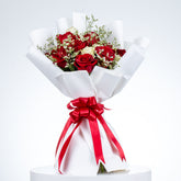 Classic Red and White Rose Arrangment