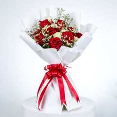 Classic Red and White Rose Arrangment