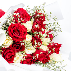 Classic Red and White Rose Arrangment