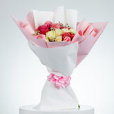 Devine Peach and W hite rose arrangment