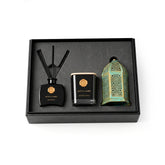 Set Of Metal Lantern, Scented Jar Candle & Reed Diffuser