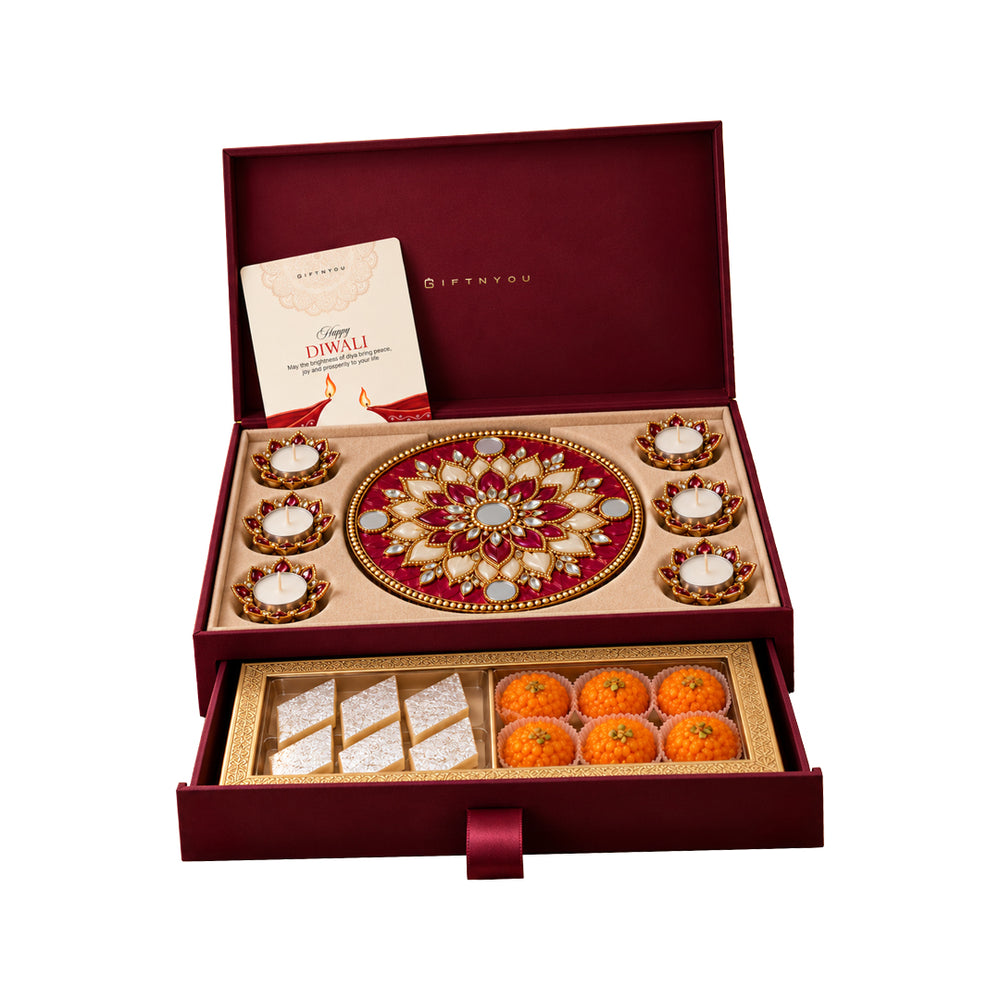 The Diwali Rangoli Radiance Box by GiftNYou on a white background