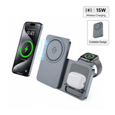 foldable 3 in 1 wireless charger grey