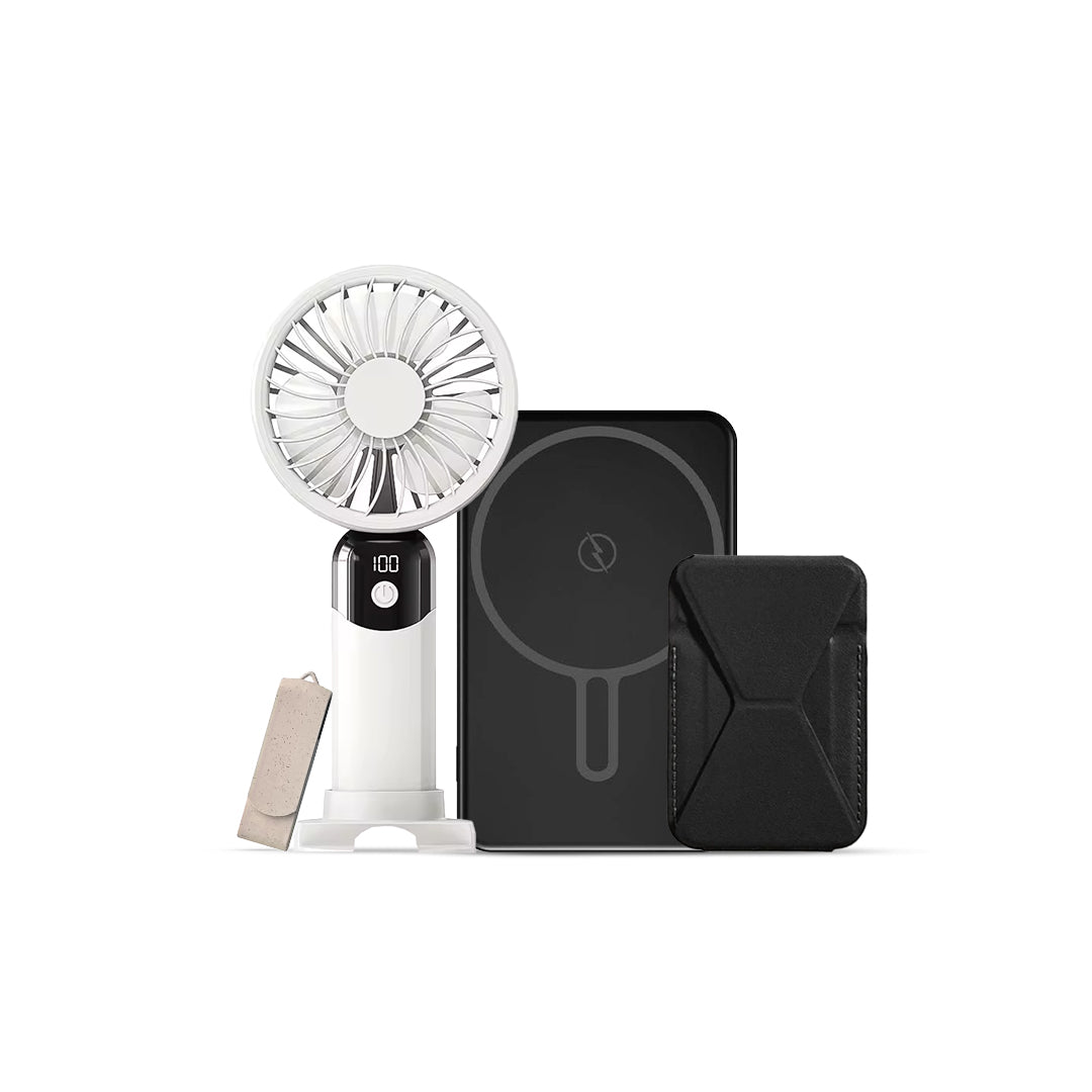 Set Of Handheld Fan, Powerbank, Cardholder & USB