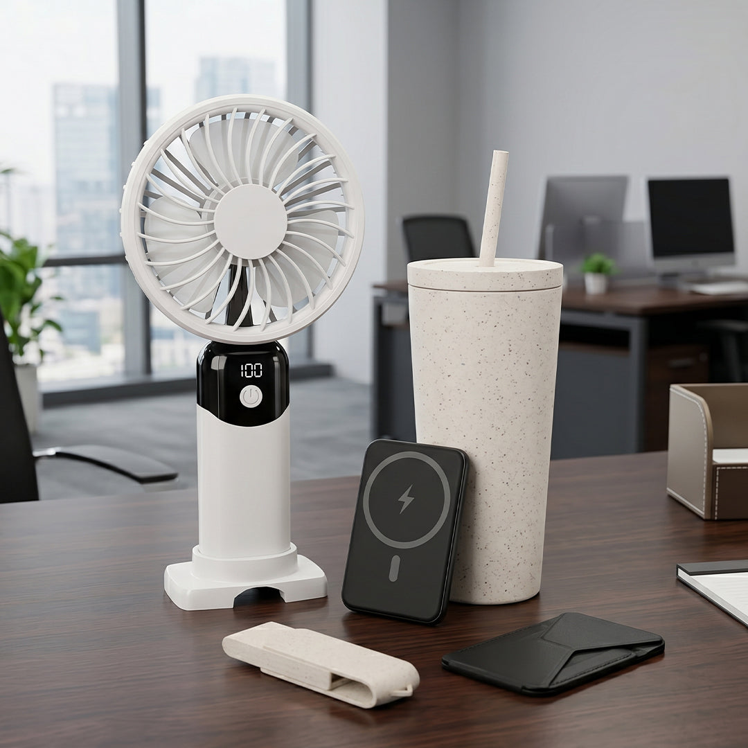 Set Of Handheld Fan, Powerbank, Cardholder & USB