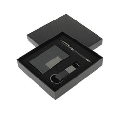 Set Of Card Holder, Key Chain and Pen - Black