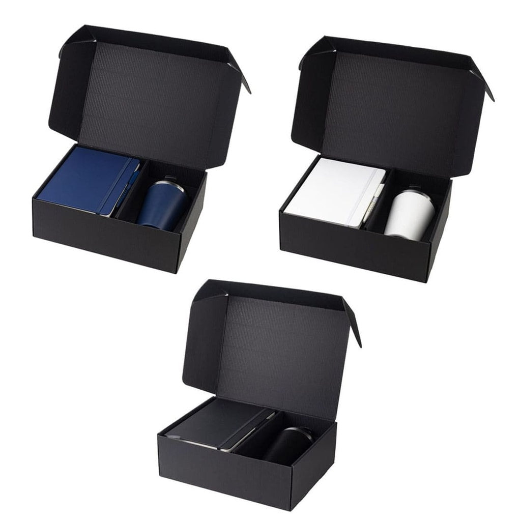 Set of Double Walled Tumbler, A5 Notebook and Pen - Black