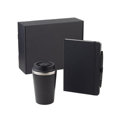 Set of Double Walled Tumbler, A5 Notebook and Pen - Black