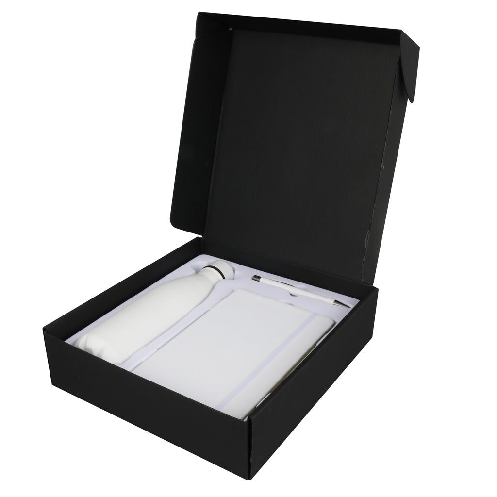 Set of Stainless Bottle, Notebook &amp; Pen – White