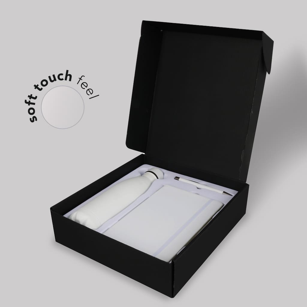 Set of Stainless Bottle, Notebook &amp; Pen – White