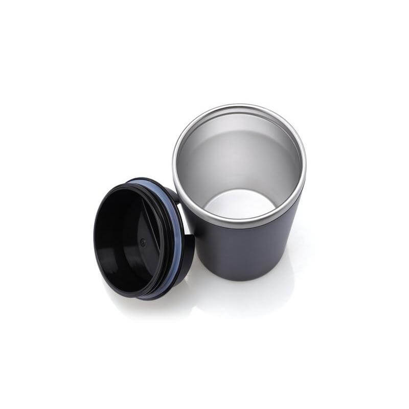 Set of Double Walled Tumbler, A5 Notebook and Pen - Black