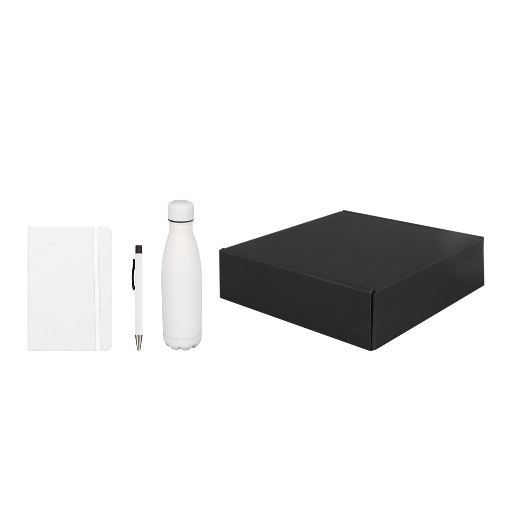 Set of Stainless Bottle, Notebook &amp; Pen – White