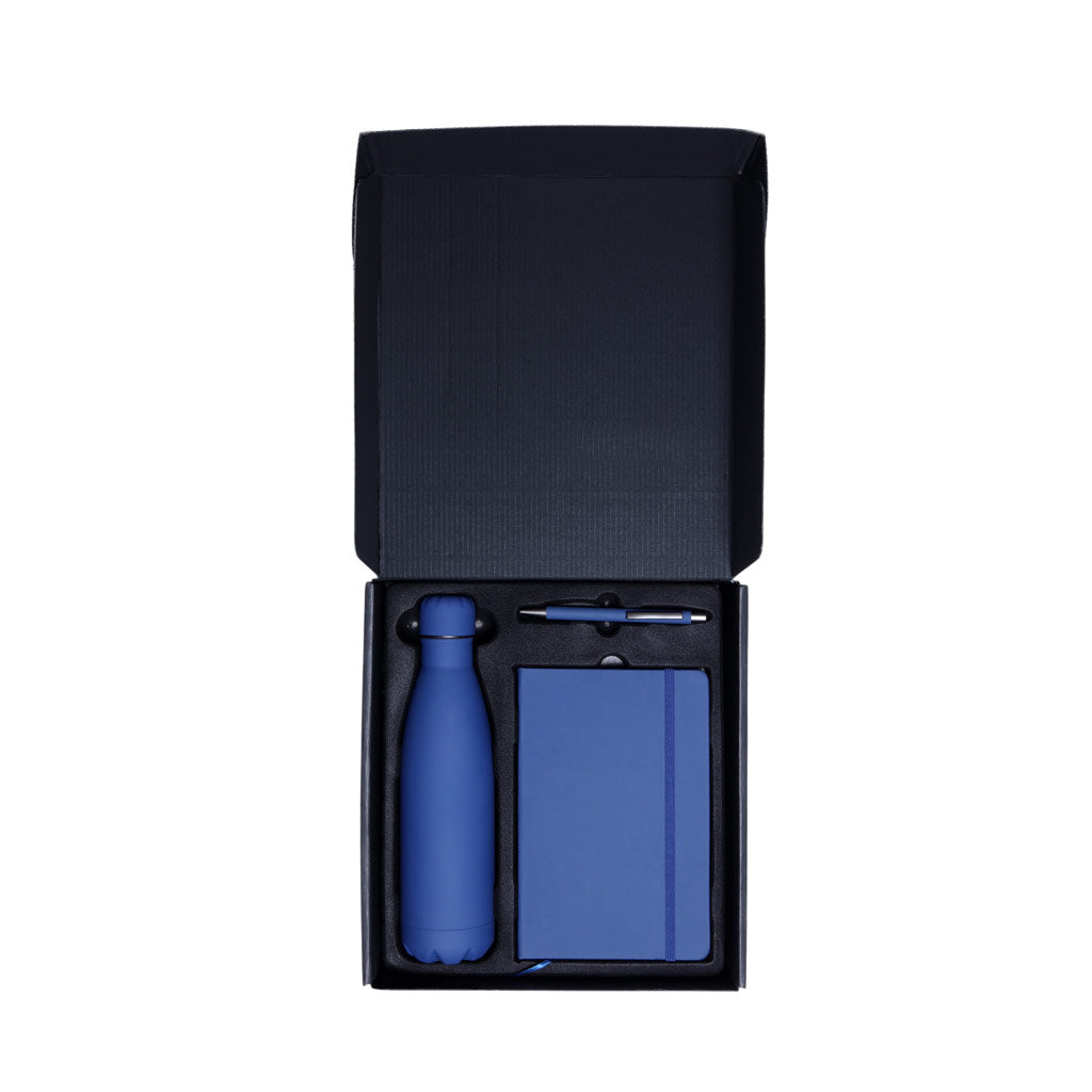 Set of Stainless Bottle, Notebook and Pen - Blue
