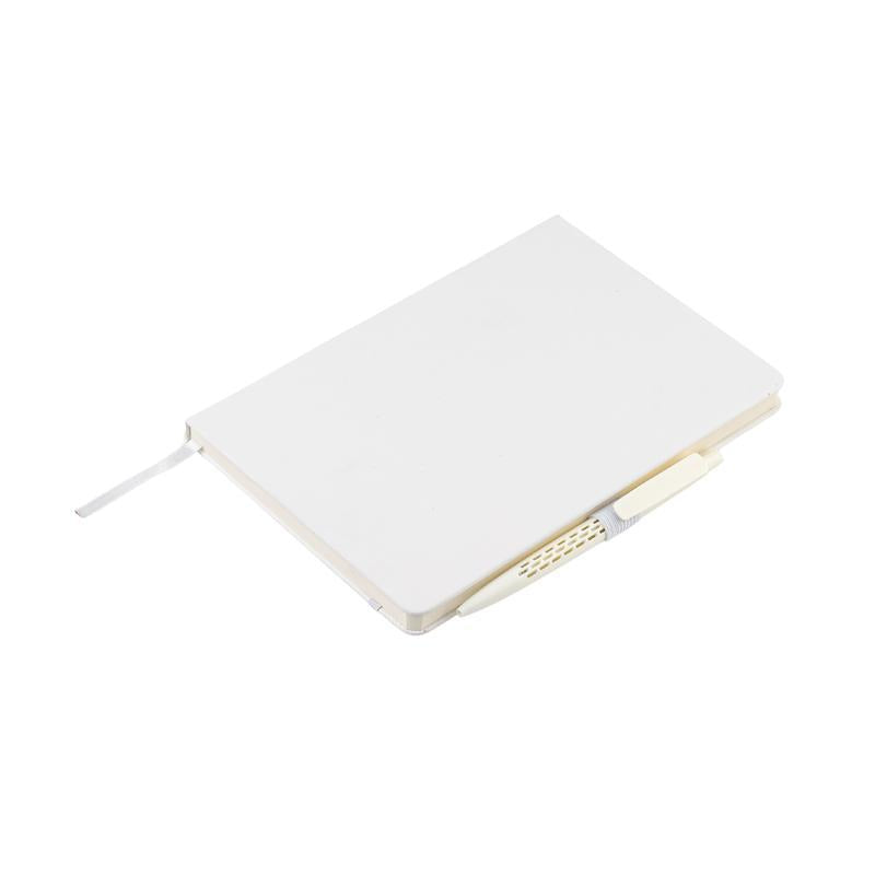 Set of Double Walled Tumbler, A5 Notebook and Pen - White