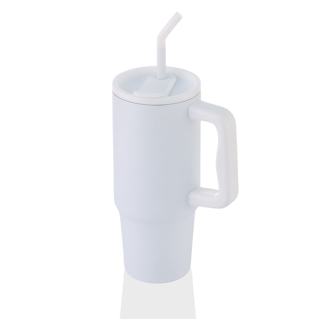 Bern Stainless Steel Tumbler with Reusable Straw (White)