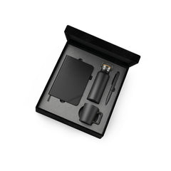 Set Of Notebook, Pen, Ceramic Cup & Stainless Steel Bottle - Black