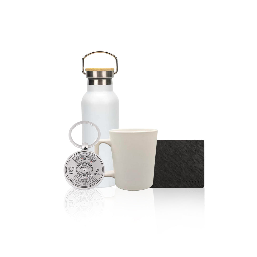 Set of Cup, Bottle, Keychain & Wallet