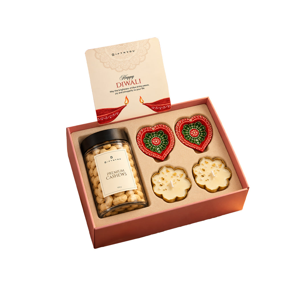 The Diwali Golden Glow Box by GiftNYou on a white background