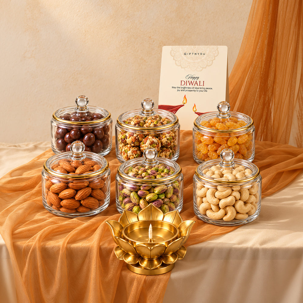 The Diwali Treasure Hamper by GiftNYou in a festive lifestyle setting