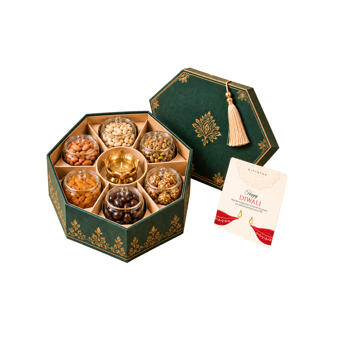 The Diwali Treasure Hamper by GiftNYou on a white background