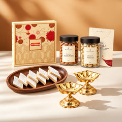 The Diwali Royal Treats Box by GiftNYou in a festive lifestyle setting