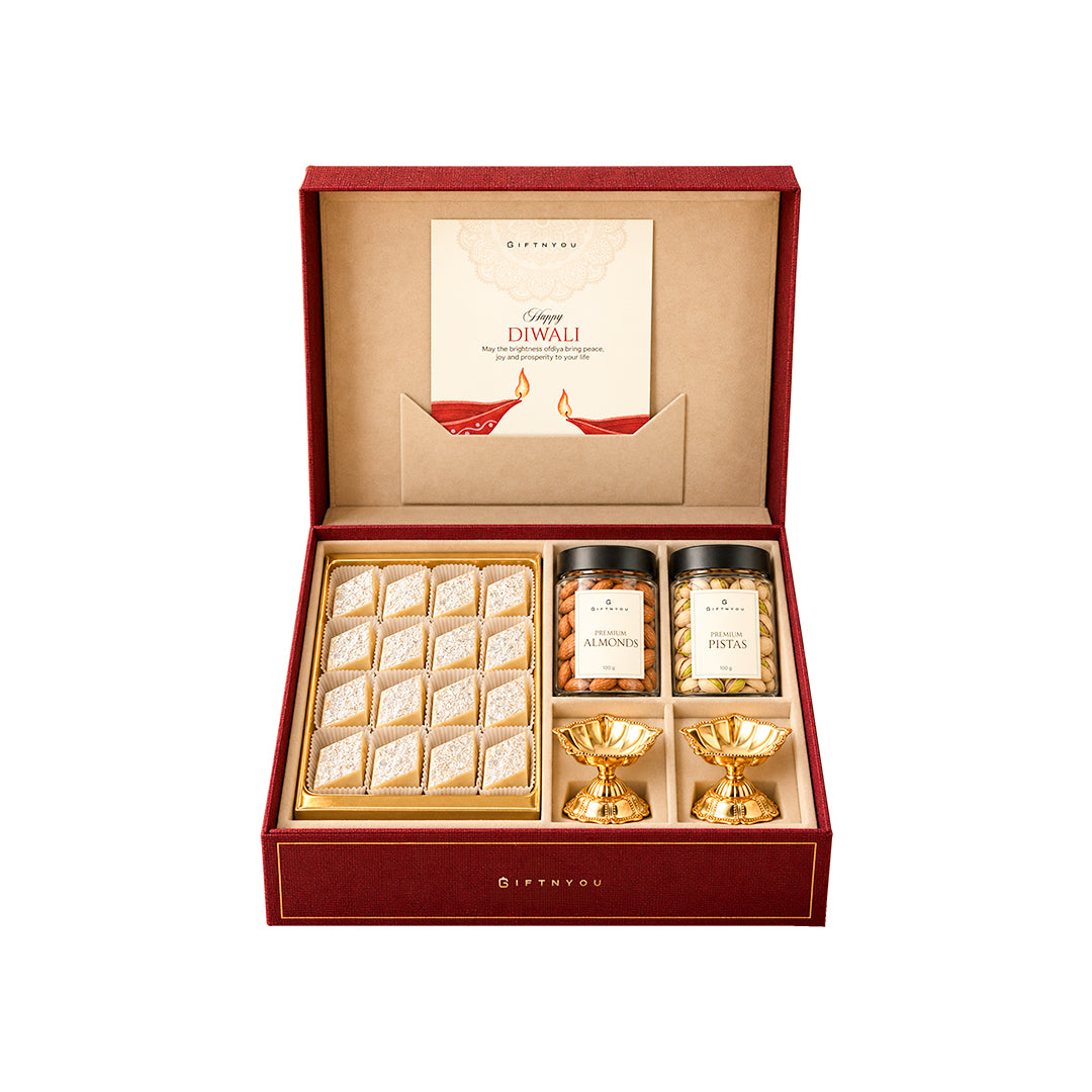 The Diwali Royal Treats Box by GiftNYou on a white background