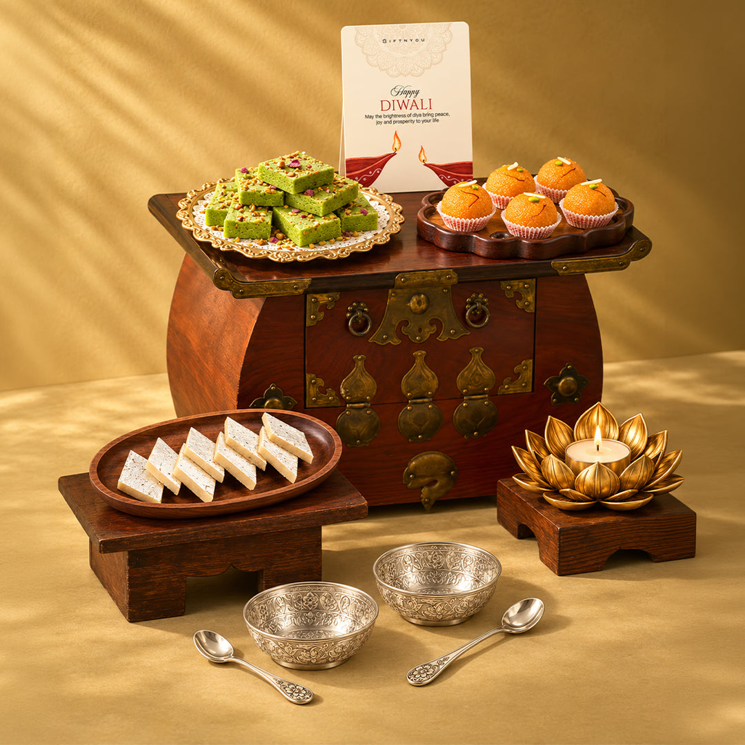 The Diwali Grand Celebration Chest by GiftNYou in a festive lifestyle setting