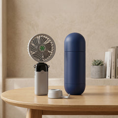 Set Of Handheld Fan & Stainless Steel Water Bottle