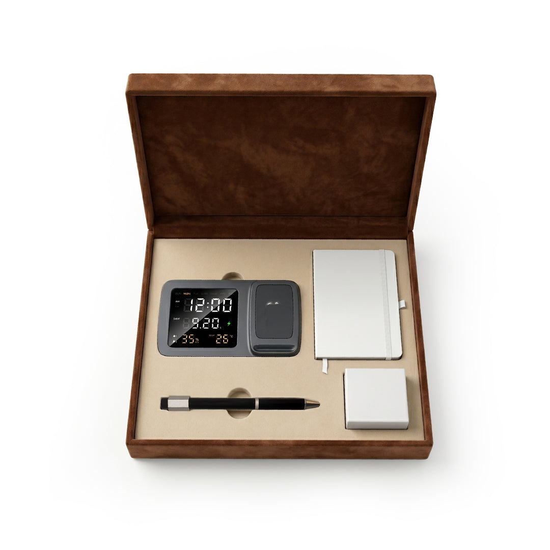 Set Of Desk Tool, Digital Clock, Pen & Notebook