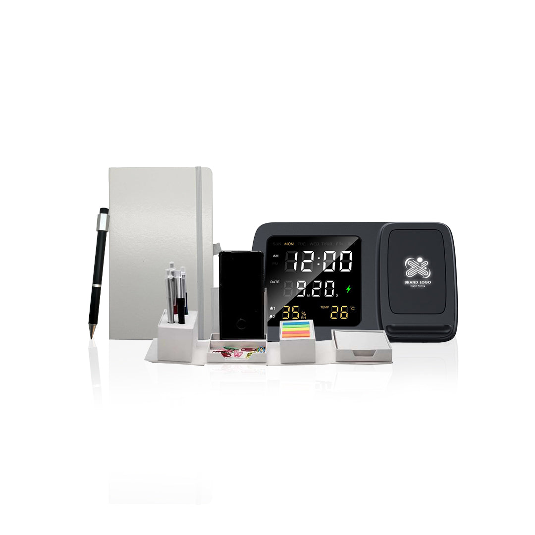Set Of Desk Tool, Digital Clock, Pen & Notebook